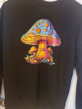 Neon Psychedelic Mushroom GraphicBlack Sweat Shirt
